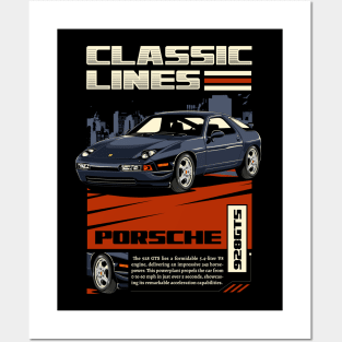 Retro Porsche 928GTS Posters and Art